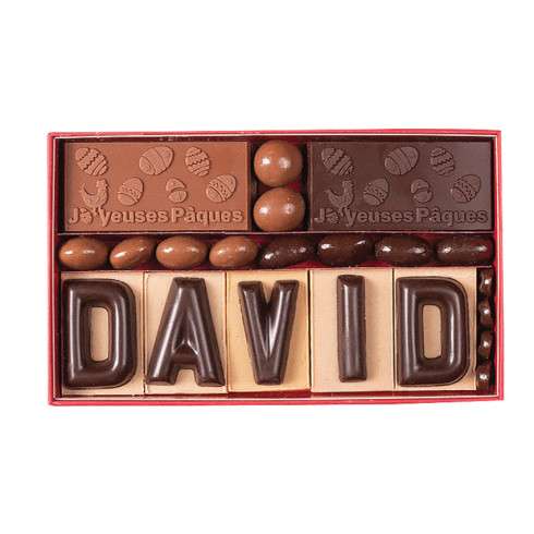 Alphabet en chocolat cadeau de Pâques 5 lettres - Mini-plaques Joyeuses Pâques / Chocolat Pâques Entreprise