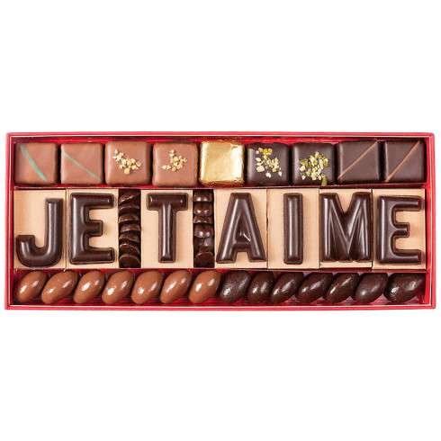 7 lettres en chocolat praliné & gianduja (JG1) / Message en chocolat à personnaliser