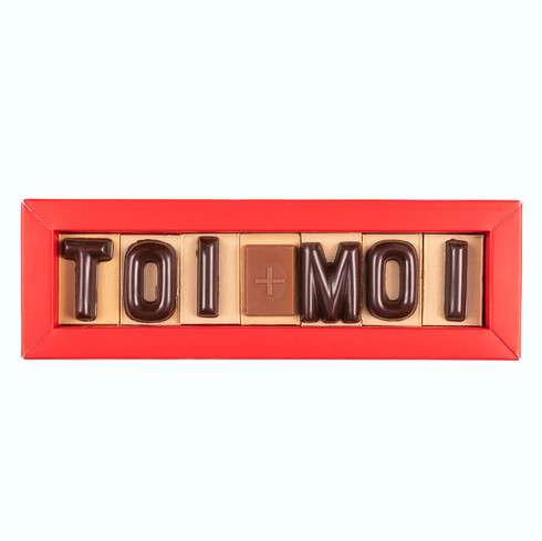 7 lettres en chocolat praliné & gianduja / Message en chocolat à personnaliser