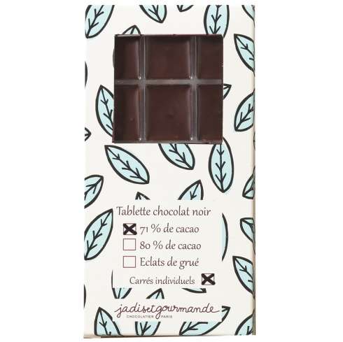 Tablette de chocolat noir 72 % avec carrés individuels / Les tablettes de chocolat