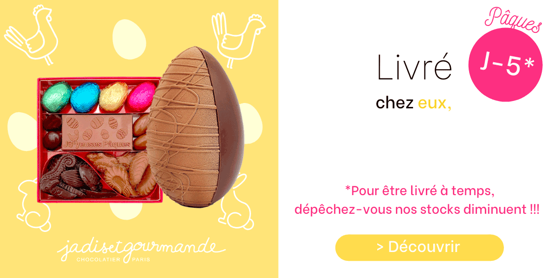 Poisson de Pâques en chocolat au lait garni de petits chocolats