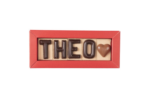 Etui 5 lettres à personnaliser 90g / Message en chocolat à personnaliser
