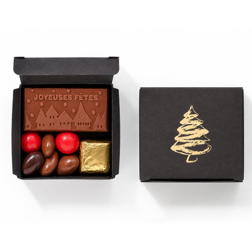 Boite sapin noire ou ocre / Cadeaux d'affaires en chocolat