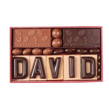 Alphabet en chocolat cadeau de Pâques 5 lettres - Mini-plaques Joyeuses Pâques Jadis et Gourmande