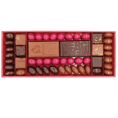 Boite plaque gravée et chocolats assortis / Cadeaux d'affaires en chocolat