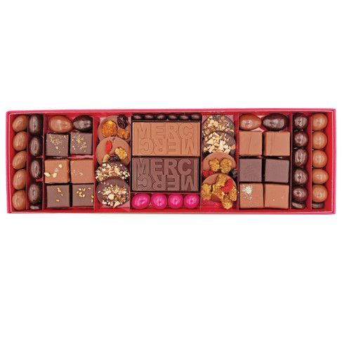 Boite chocolat Merci / De 30 à 70 € HT