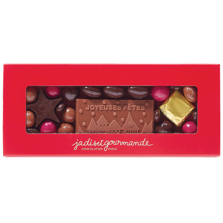 Boite Joyeuses fêtes et assortiment de chocolats