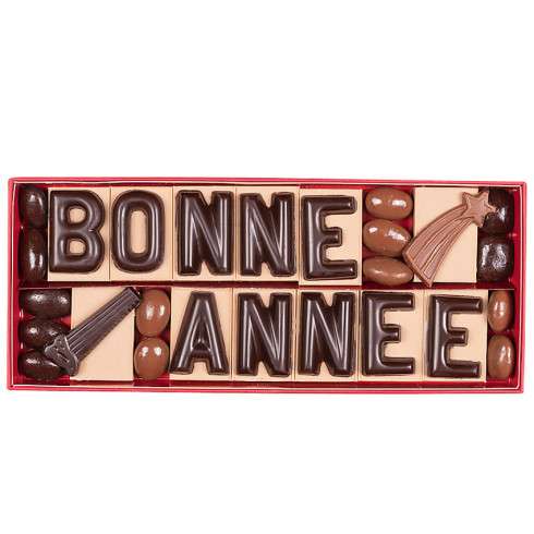 Boite message Bonne année / Chocolats Nouvel An