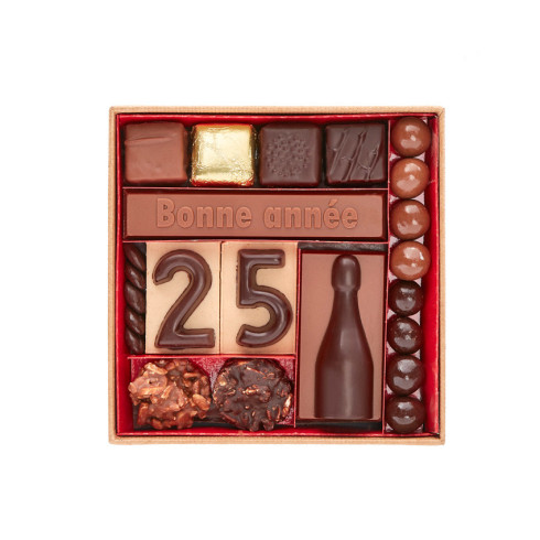 Boite carrée12 Bonne année 2025 / Chocolats de Noël