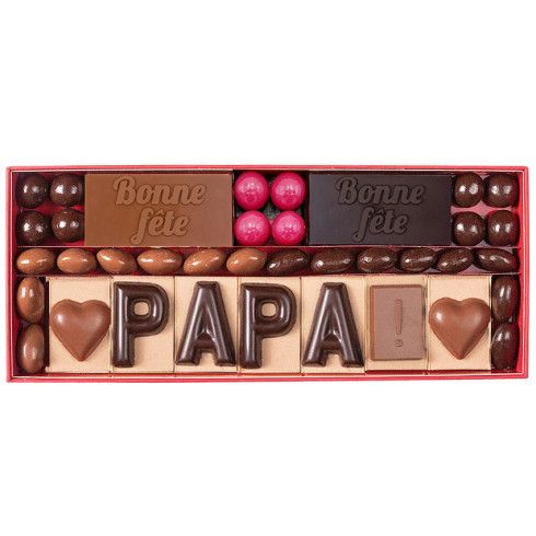 7 lettres en chocolat et plaques Bonne fête / Chocolats Fête des Pères