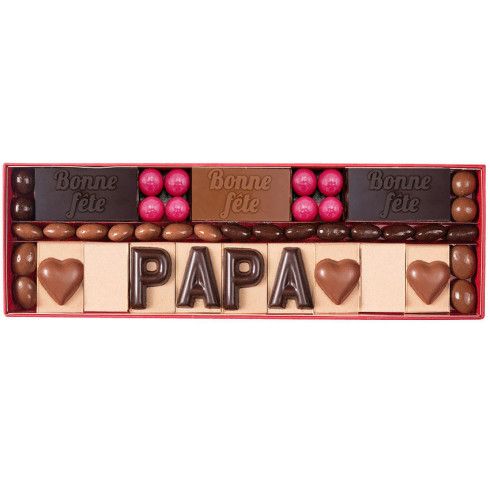 10 lettres en chocolat et plaques Bonne fête / Chocolats Fête des Pères