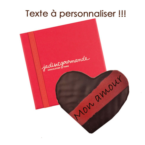 Bouchée cœur praliné au chocolat noir - A personnaliser / Chocolat Saint-Valentin