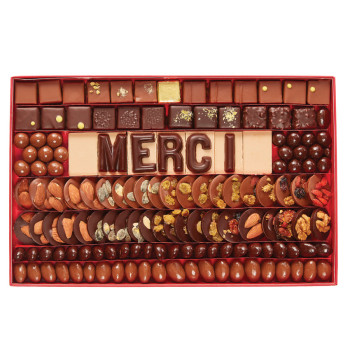 Boite TLGM message de 7 lettres et assortiment chocolat Jadis et Gourmande
