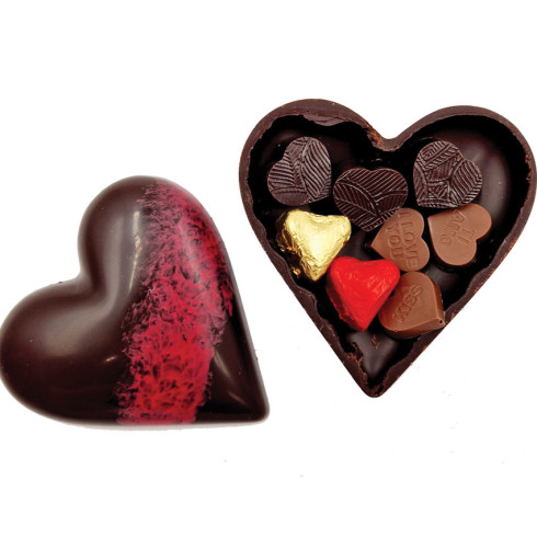Bonbonnière cœur en chocolat noir - 2 tailles / Chocolat Saint-Valentin