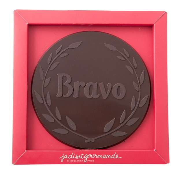 Médaille en chocolat noir bravo