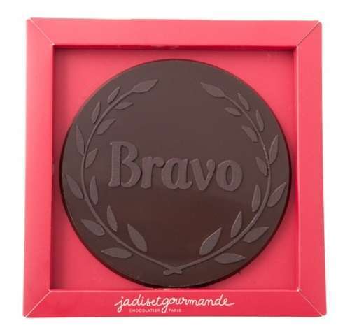 Médaille en chocolat noir Bravo