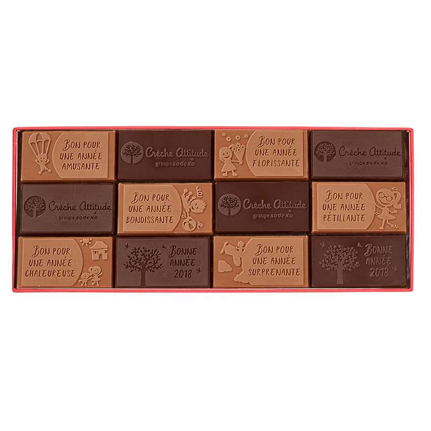 Boîte de 24 plaques en chocolat personnalisable