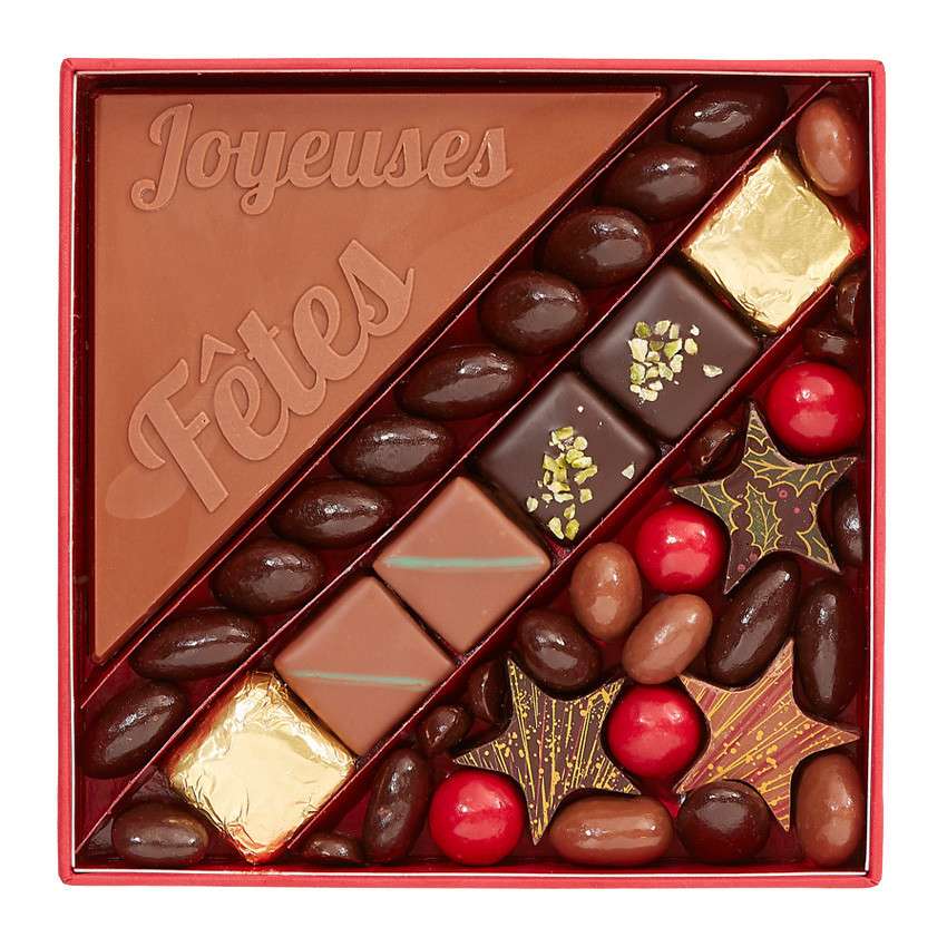 Boite plaque gravée et chocolats assortis