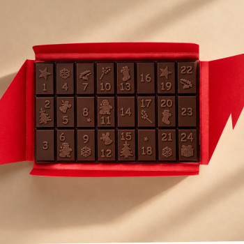 Calendrier de l'Avent chocolat noir 72 %, 24 carr&eacute;s comme une tablette image 1