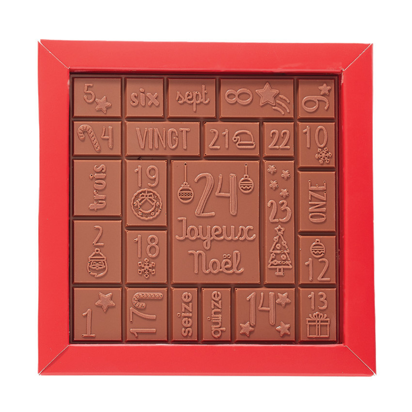 Calendrier de l'Avent chocolat au lait 100% artisanal