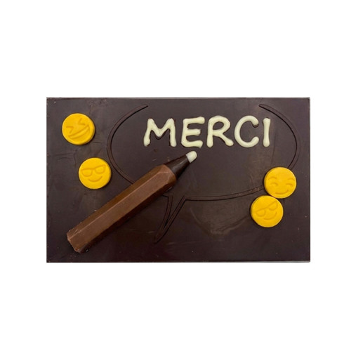 Carte postale avant de partir en chocolat noir / Chocolat fin des Classes