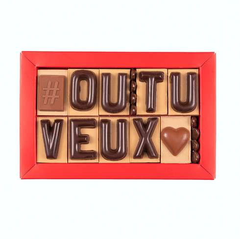 10 lettres à composer / Chocolat Saint-Valentin