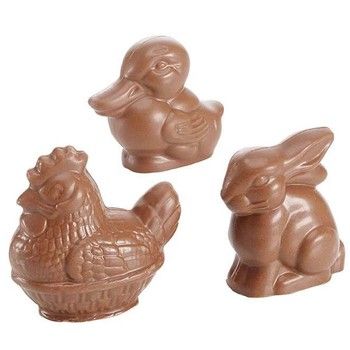 Sujets de Pâques chocolat lait, blanc et lait caramel Jadis et Gourmande