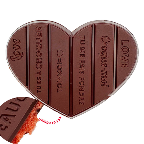 Tablette cœur garnie pâte de fruits / Chocolat Saint-Valentin