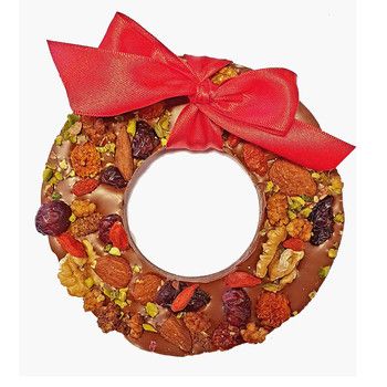 Couronne de Noël et délicieux fruits secs - chocolat au lait Jadis et Gourmande