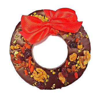 Couronne de Noël et délicieux fruits secs - chocolat noir Jadis et Gourmande