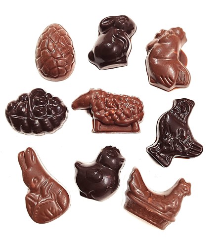 Sachet 180g Fritures assorties Lait et Noir fourrées praliné / Fritures de Pâques en chocolat