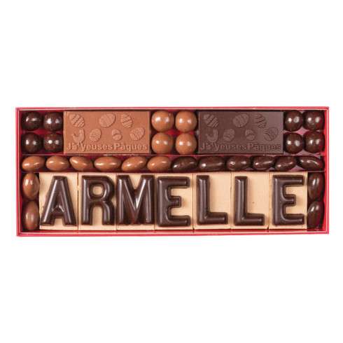 Personnalisez votre cadeau en 7 lettres - Mini-plaques Joyeuses Pâques / Coffrets de chocolats de Pâques