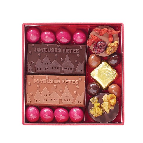 Coffret Star, mini plaques, étoiles, dragées, palets de fruits secs / Cadeaux d'affaires en chocolat