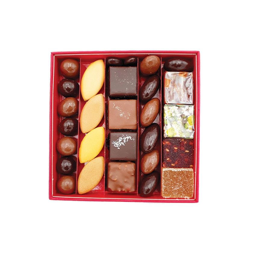 Coffret cadeau friandise - Calisson, Nougat et Olive au chocolat