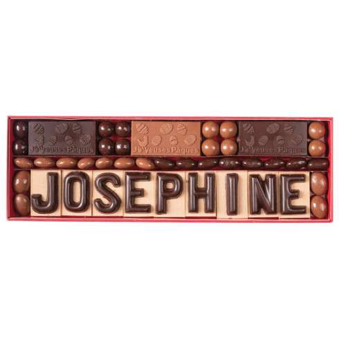 Personnalisez votre cadeau en 10 lettres - Mini-plaques Joyeuses Pâques / Coffrets de chocolats de Pâques