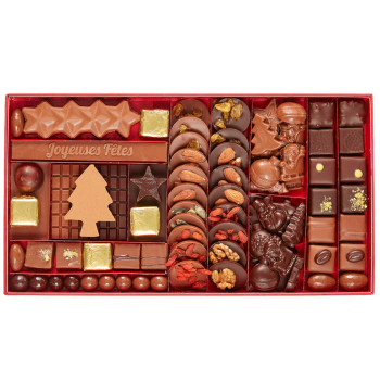 Coffret chocolat de Noël - Langues de chat et bouchées gourmandes