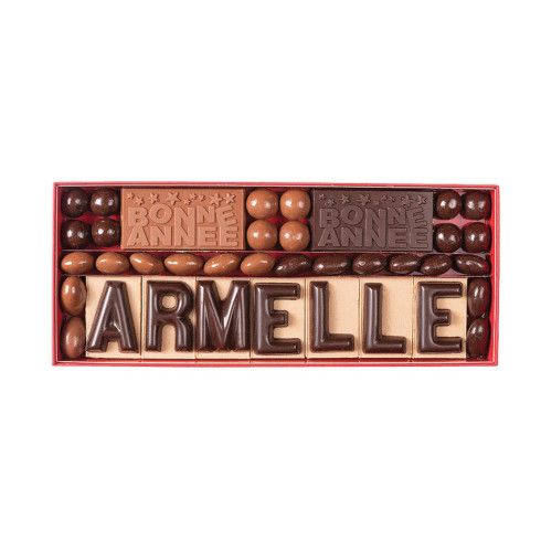 Coffret Bonne année et message en chocolat / Boites de chocolats de Noël