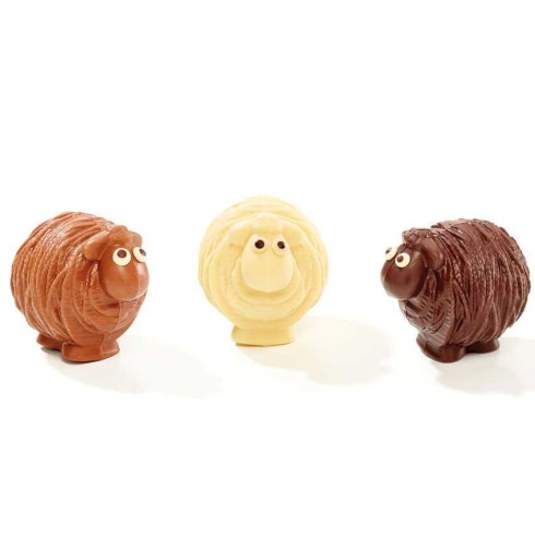 Moutons à poil laineux, Lait, Noir et Blanc / Chocolats de Pâques originaux
