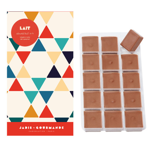 Tablette de chocolat au lait carrés individuels / Accueil