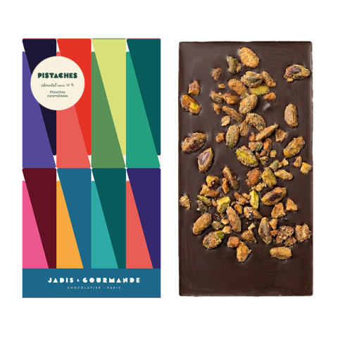 Tablette chocolat noir pistaches caramélisées / Accueil
