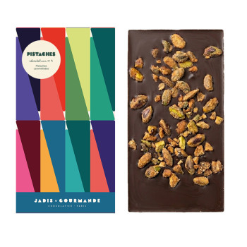 Tablette chocolat noir pistaches caram&eacute;lis&eacute;es Jadis et Gourmande