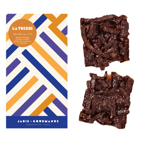 Tablette chocolat noir oranges confites, amandes et nougatines / Les tablettes de chocolat