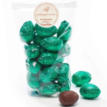 Sachet vert 200g œufs Pâques Chocolat noir gianduja Jadis et Gourmande
