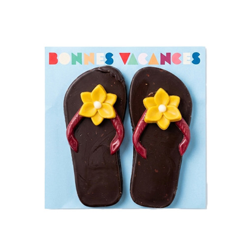 Paire de tong en chocolat noir / Chocolat fin des Classes