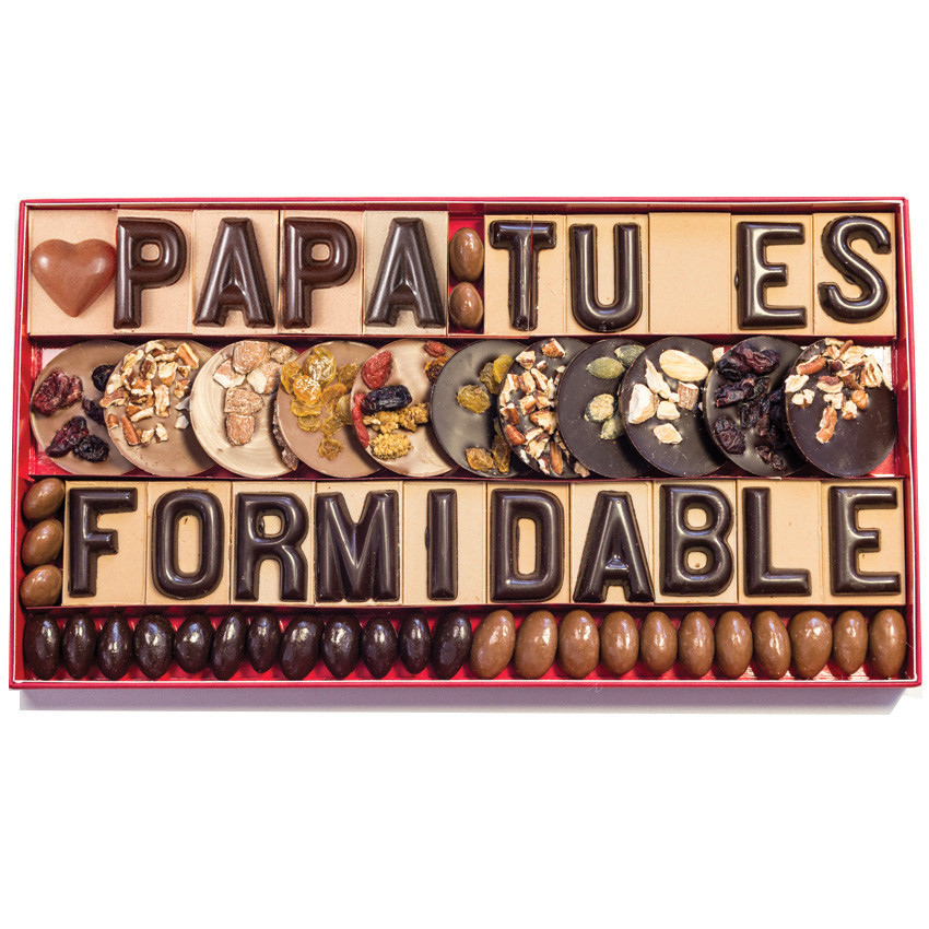 Message papa tu es formidable en chocolat