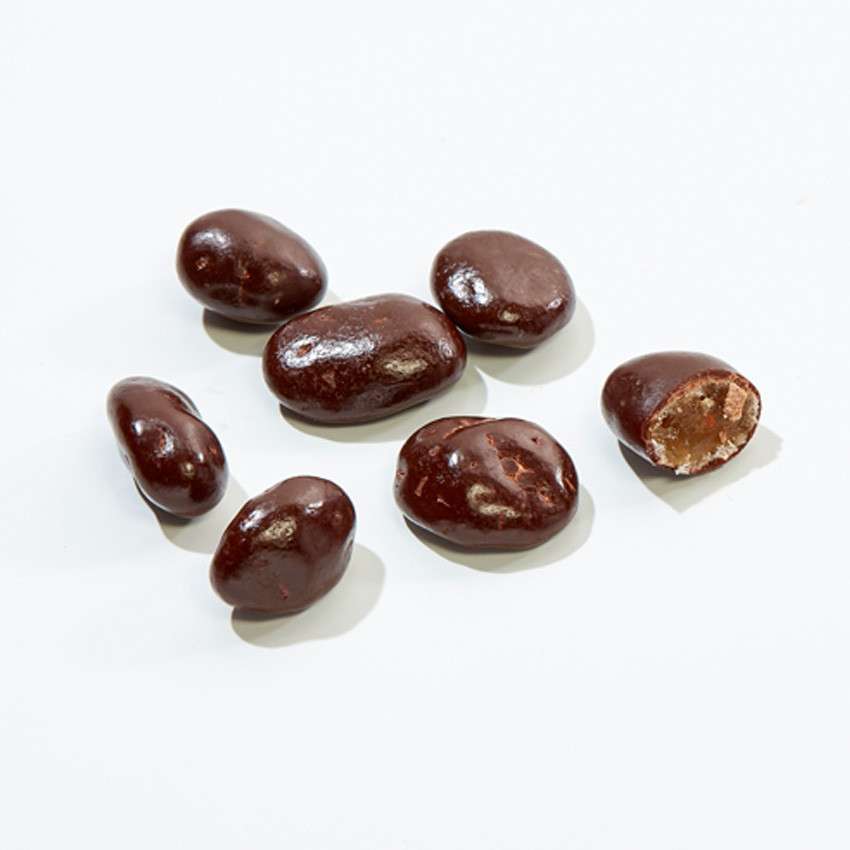 Perles d'oranges confites enrobées de chocolat noir - dragées chocolat