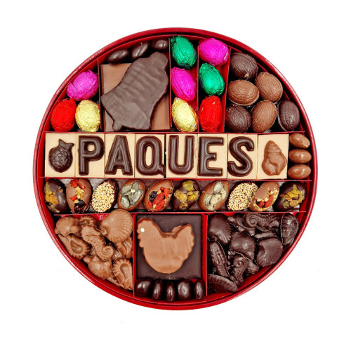 Plateau rond T4 Pâques 2023 / Coffrets de chocolats de Pâques