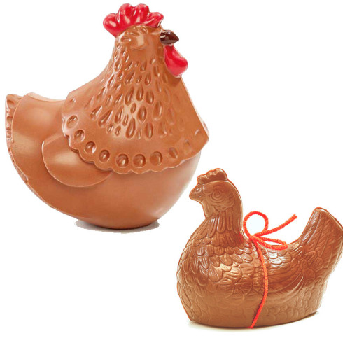 Poules de Pâques en chocolat au lait / Chocolats de Pâques