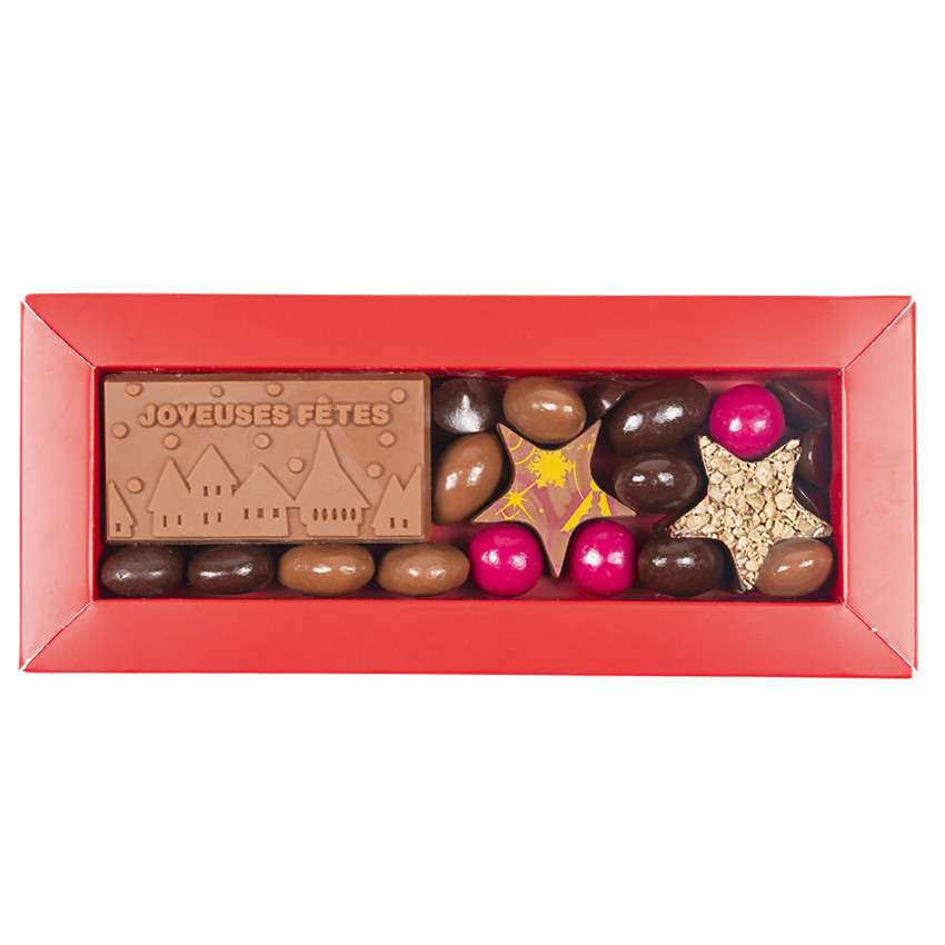 Boite joyeuses fêes et assortiment de chocolats