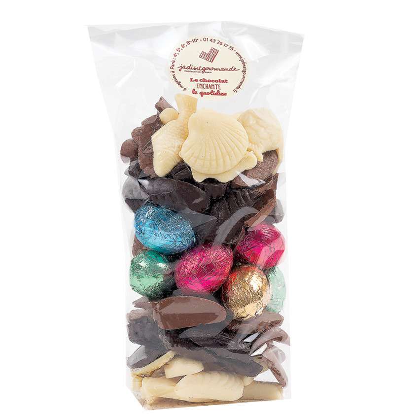 Fritures de Pâques en chocolats et sachet d'œufs en chocolat